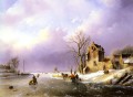 Winterlandschaft mit Figuren auf einem gefrorenen Fluss Jan Jacob Coenraad Spohler